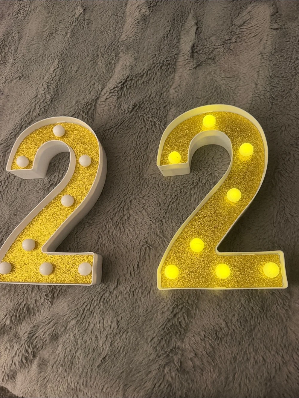 Gold Glitter Number 2 Marquee Lights - Party Decor